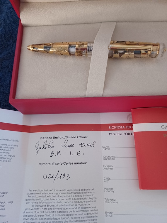 Galileo Crystal Clear with Shiny Vermeil Ball Pen By Stipula