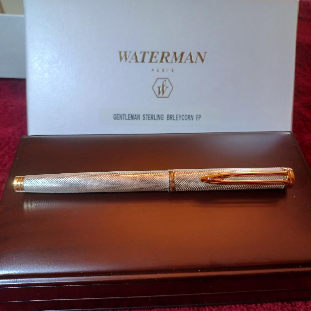 Waterman Gentleman Sterling Silver Barleycorn Fountain Pen Medium