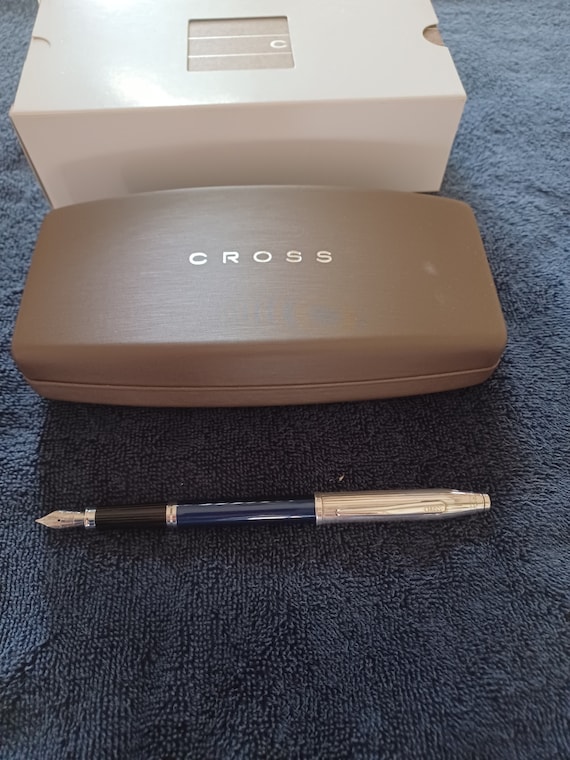 Cross Century II Sterling Silver/Blue Lacquer Fountain Pen F Rhodium Nib