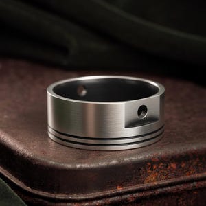 Engine Piston Ring Men&#39;s Wedding Band Biker Ring Mechanic Ring Men&#39;s Anniversary Band Ring Vehicle Engine Part Ring Unique Gift For Him