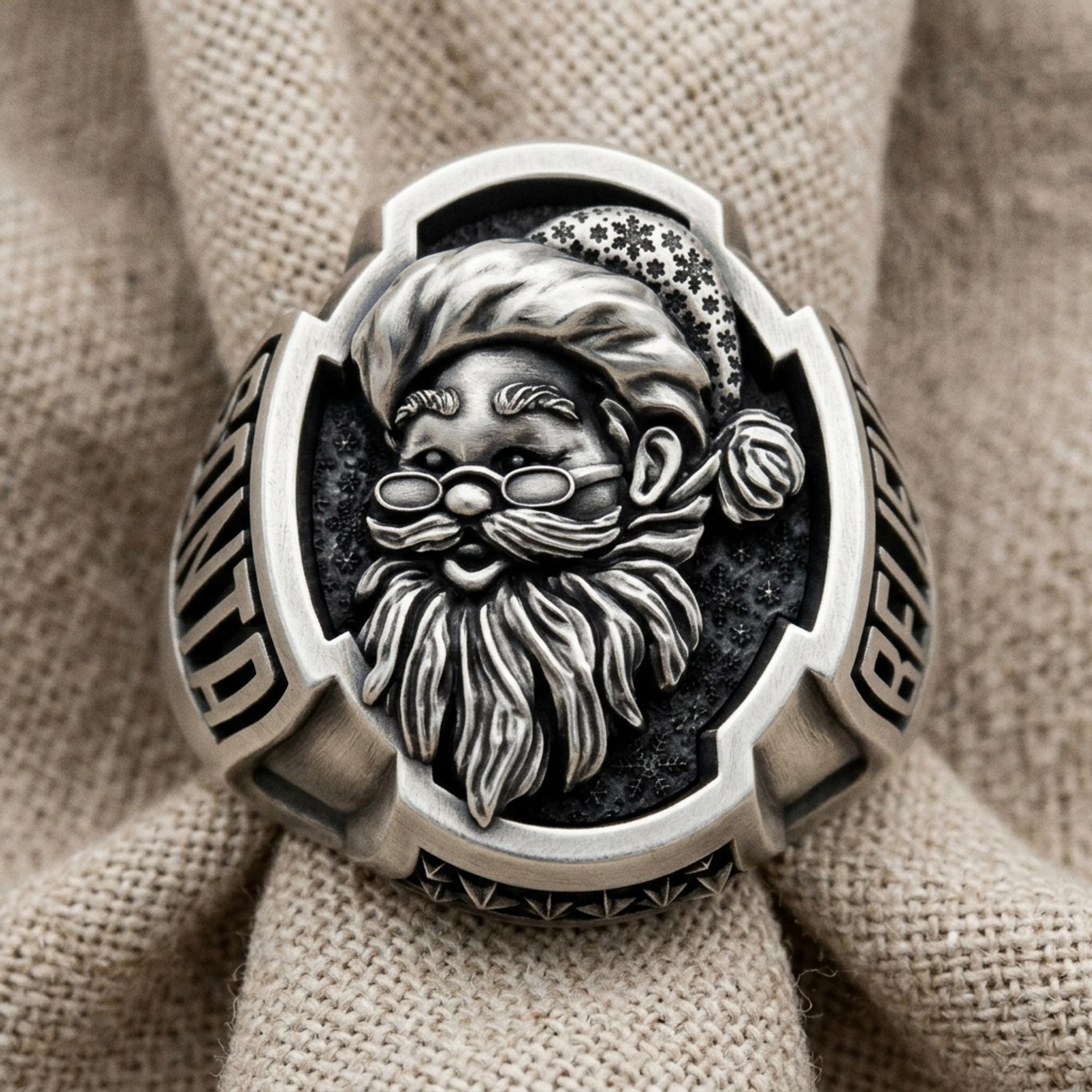 Santa Claus Christmas Saint Nicholas Believe Ring 925 Sterling