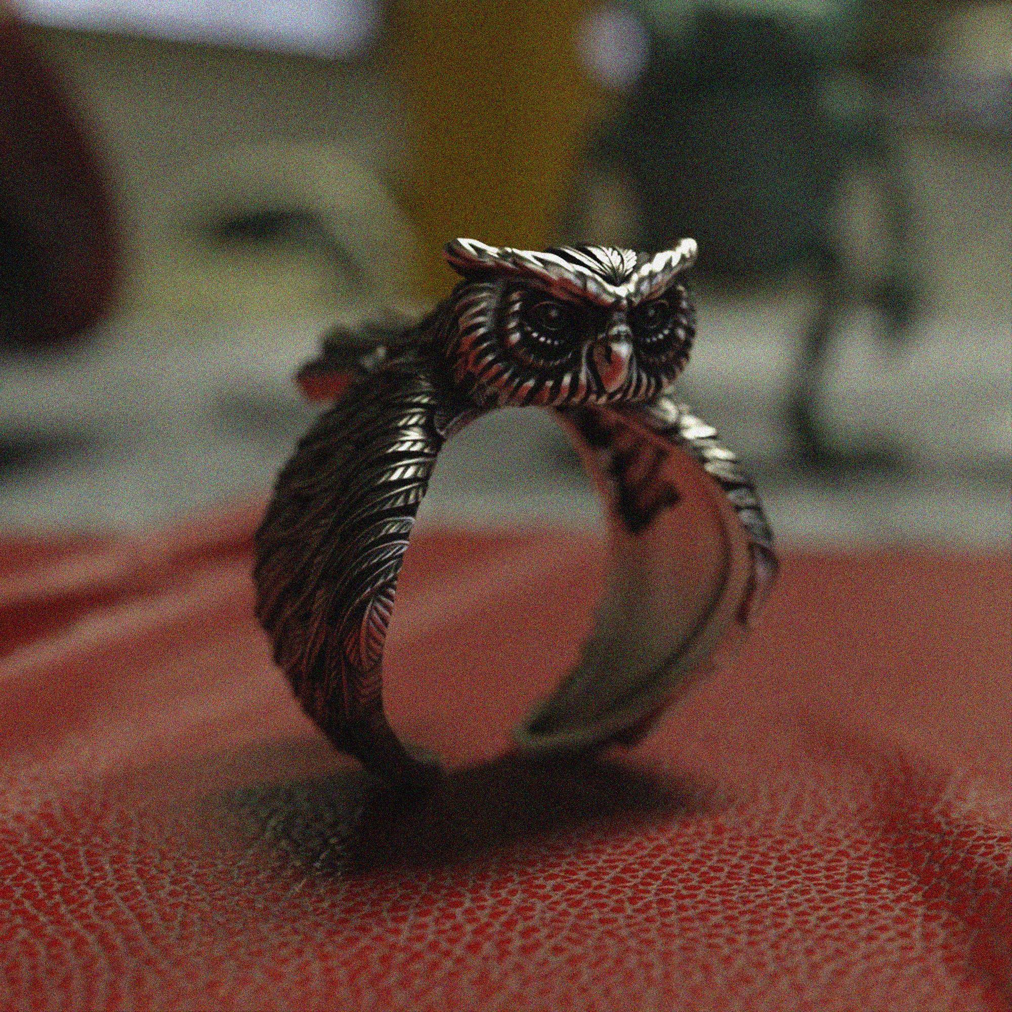 Owl Silver Ring, Handcrafted 925 Sterling, Wise Animal-inspired