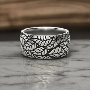 Foliage Ring 925 Sterling Silver, Elegant Nature-Inspired Jewelry for Men and Women, Handmade Intricate Leaf Design, Perfect for Nature