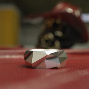 Geometric Ring Sterling Silver 925 Faceted Modern Statement Ring for Men Women Contemporary Minimalist Jewelry