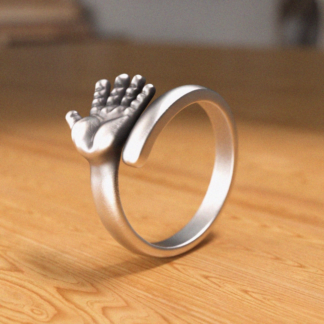 Baby Hand Rings Baby Hand Design Ring 925 Sterling Silver, Unique Keepsake Jewelry ...