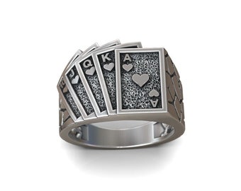 Poker Card Ring, Card Silver Ring, Luck Ring, Playing Card Ring, Streetwear Ring, Cool Ring, Unique Ring, Gift for Him or her, Unisex Ring