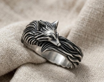Fox Band Ring: Sterling Silver, Handmade Detailed Design
