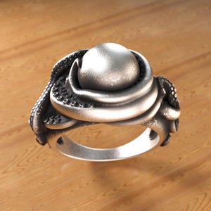 Octopus Tentacle Ring 925 Sterling Silver Handmade Adjustable Band, Unique Ocean-Inspired Design, Unisex Gift for Sea Lovers Artisan Jewelry