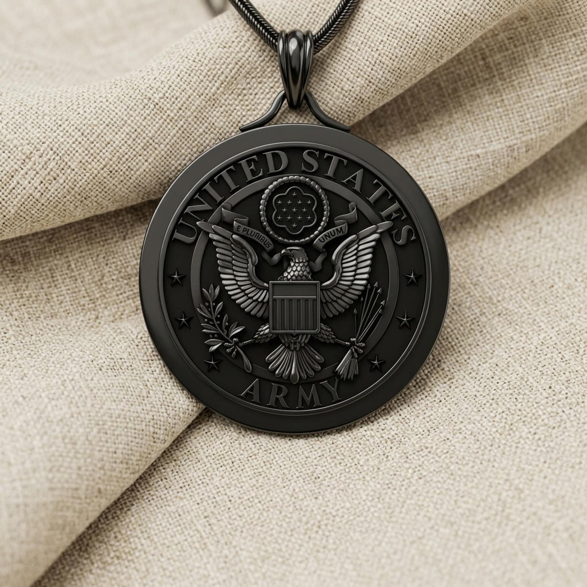 US Army Pendant 925 Sterling Silver | Military Emblem Necklace