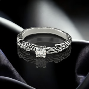 Engagement Ring Tree 925 Sterling Silver, Unique Nature-Inspired Jewelry for Men and Women, Handmade Tree Design