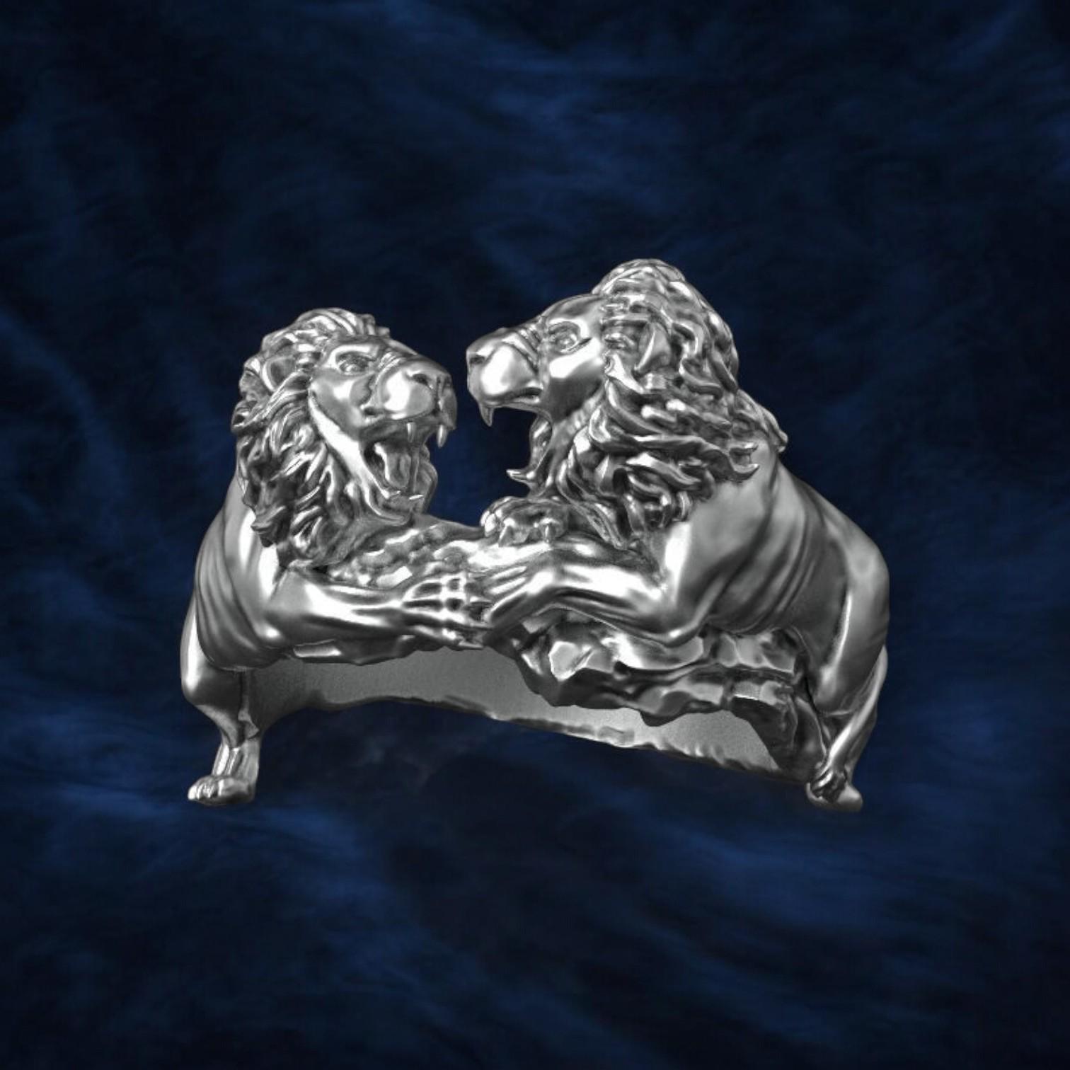 925 Sterling Silver Lion Ring, Handcrafted Animal Jewelry, Unisex 
