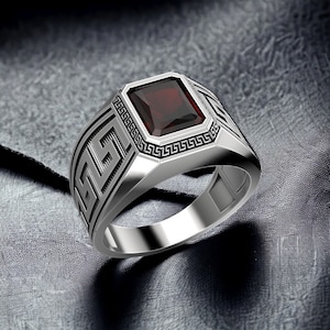 Greek Ornament Ring 925 Sterling Silver Intricate Ancient Greek Design Classic Band Elegant and Durable High-Quality Jewelry Perfect Gift