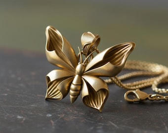 Colgante de mariposa en oro vermeil / Dije de naturaleza / Joyería de insectos en plata esterlina / Regalo para amantes de las mariposas