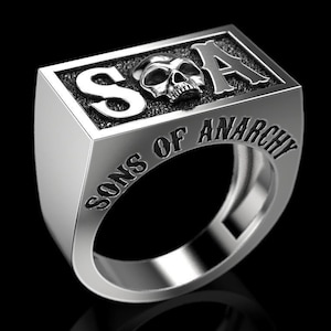 Men's Sons Of Anarchy Skull Ring Sterling Silver 925, Man Skull Ring, Birthday Gift Ring, Anniversary Gift, Husband Gift, Silver Jewelry