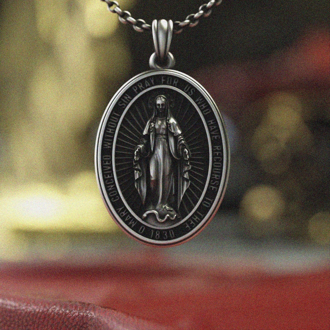 Miraculous Medal Pendant 925 Sterling Silver | Virgin Mary Medallion ...