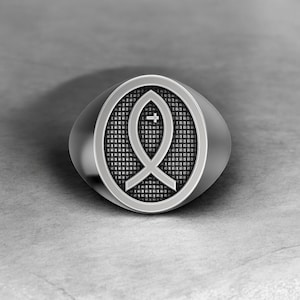 Christian Fish Ring, Ichthys Symbol Ring, Religious Jewelry, 925 Sterling Silver Ring, Faith Jewelry, Jesus Fish Ring, Christian Gift