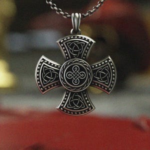 925 Silver Celtic Cross Pendant Necklace | Sterling Silver Trinity Knot Jewelry | Irish Medieval Amulet | Handcrafted Heritage Gift