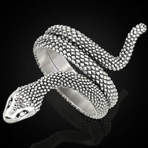 Snake Handmade Sterling Silver Men Ring, Serpent Unique Animal Ring, Snake Silver Jewelry, Dragon Punk Ring, Best Friend Gift, Ring for Men