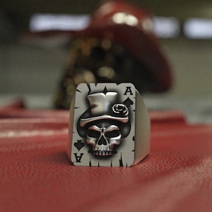 Ace of Spades Ring - 925 Sterling Silver Skull Playing Card Ring with Top Hat - Handcrafted Poker Gambler Statement Jewelry