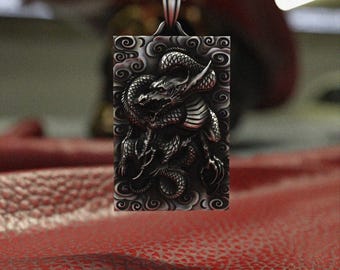 Dragon Pendant 925 Sterling Silver Necklace | Asian Chinese Dragon Jewelry | Handcrafted Mythical Beast Gift for Men Women
