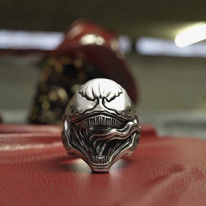Space Trooper Ring - 925 Sterling Silver Sci-Fi Helmet Ring for Men - Galactic Warrior Statement Ring Handcrafted Jewelry