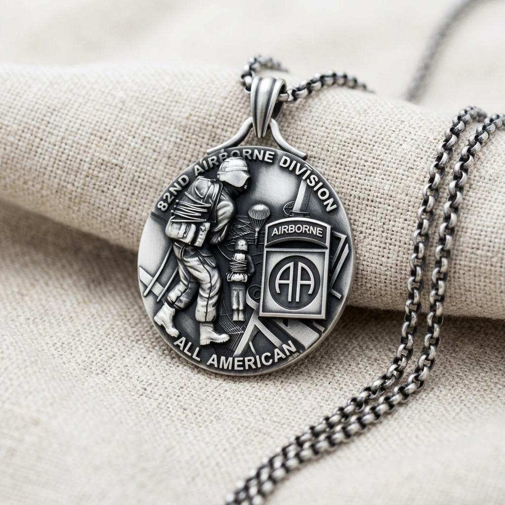 Airborne Division Pendant 925 Sterling Silver 82nd Airborne