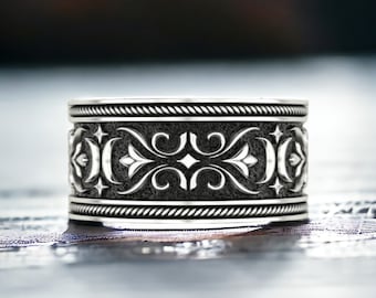 Viking Ring 925 Sterling Silver, Bold Norse Jewelry for Men and Women, Handmade Detailed Viking Design, Perfect for History