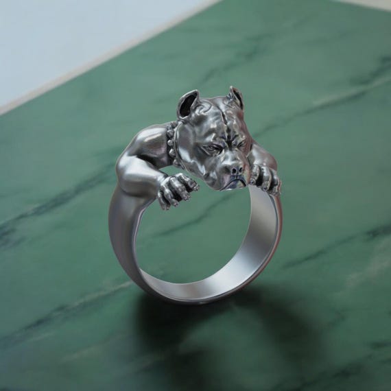 Gothic Jewellery Men's Boy's Pit Bull 3D Dog Head Biker Ring