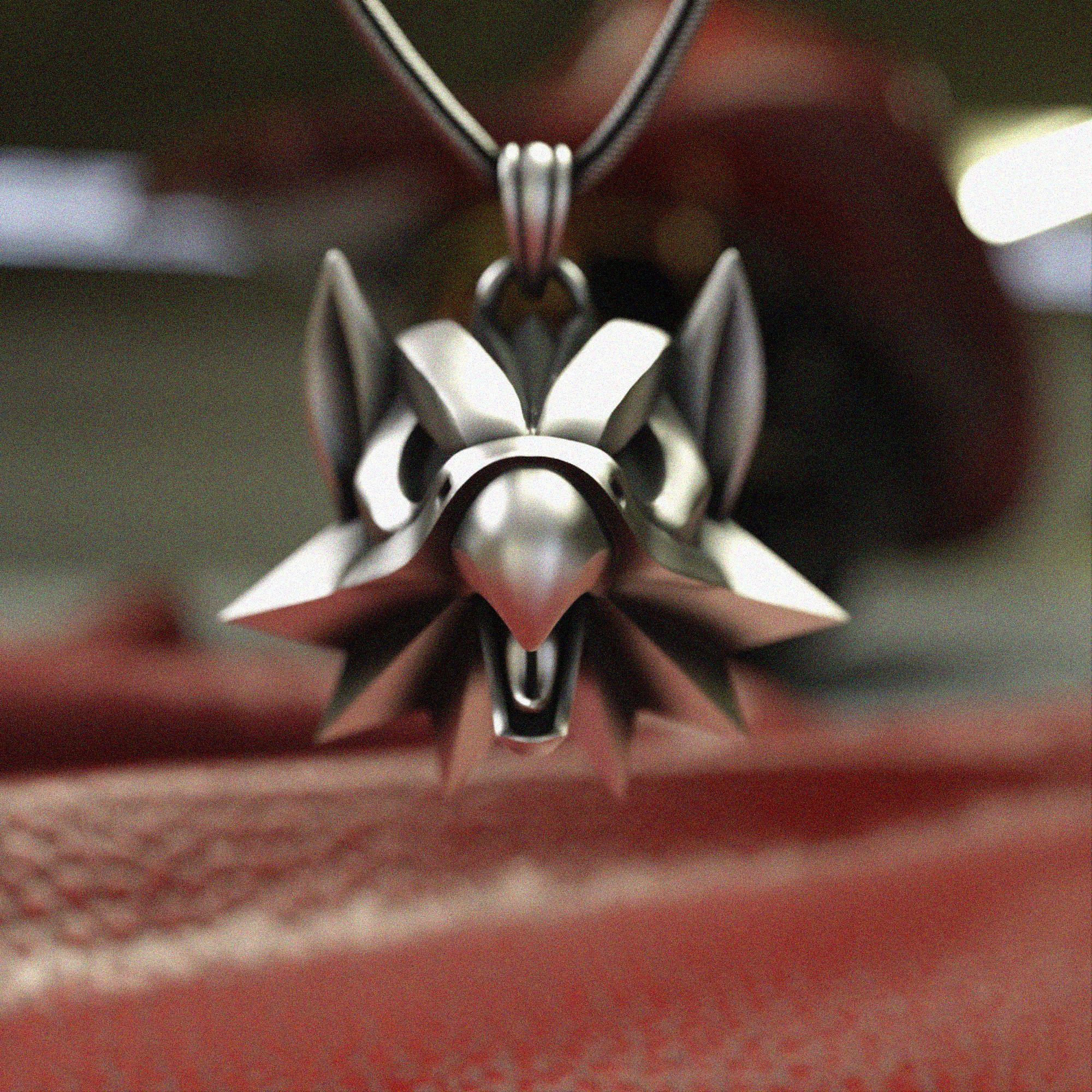 仮面をつけたキツネのペンダント 925スターリングシルバー 日本の 
