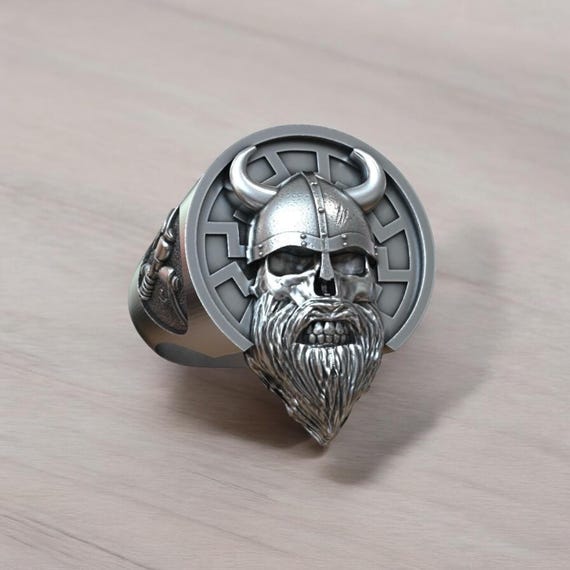 Viking Black Sun Ring, Sterling Silver 925, Scandinavian Norse