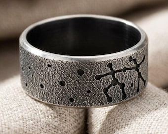 Handmade 925 Sterling Silver Gemini Zodiac Ring, Astrological Sign Jewelry, Adjustable Horoscope Band, Celestial Birthstone Gift