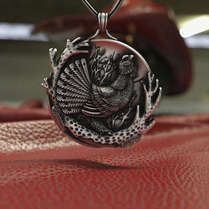 925 Sterling Silber Truthahn Vogel Anhänger - Handgefertigte Natur Wildtier Halskette - Unisex Waldtier Schmuck - Jäger Geschenk