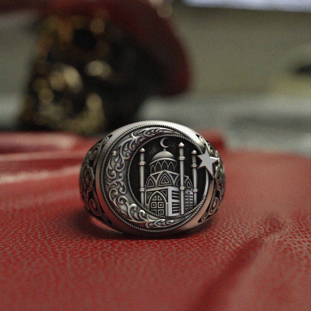 Islam Rings Silver Ottoman Mosque Ring - 925 Sterling Silver Islamic Architecture Signet ...