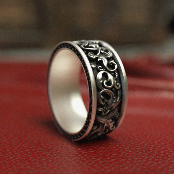 Baroque Filigree Ring | 925 Sterling Silver Band | Victorian