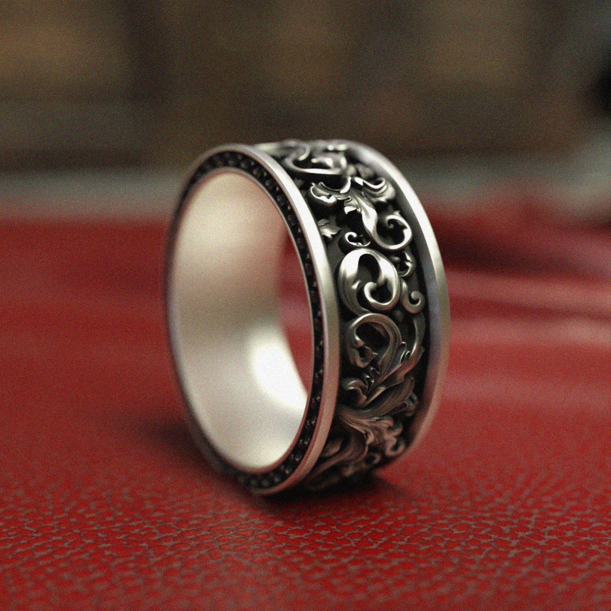 Baroque Filigree Ring | 925 Sterling Silver Band | Victorian