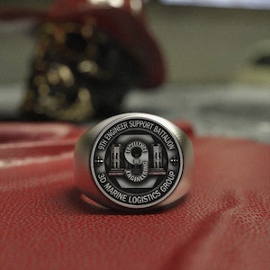 Military Engineer Ring - 925 Sterling Silver Army Corps Signet Ring for Men - Battalion Support Engineering Unit Ring