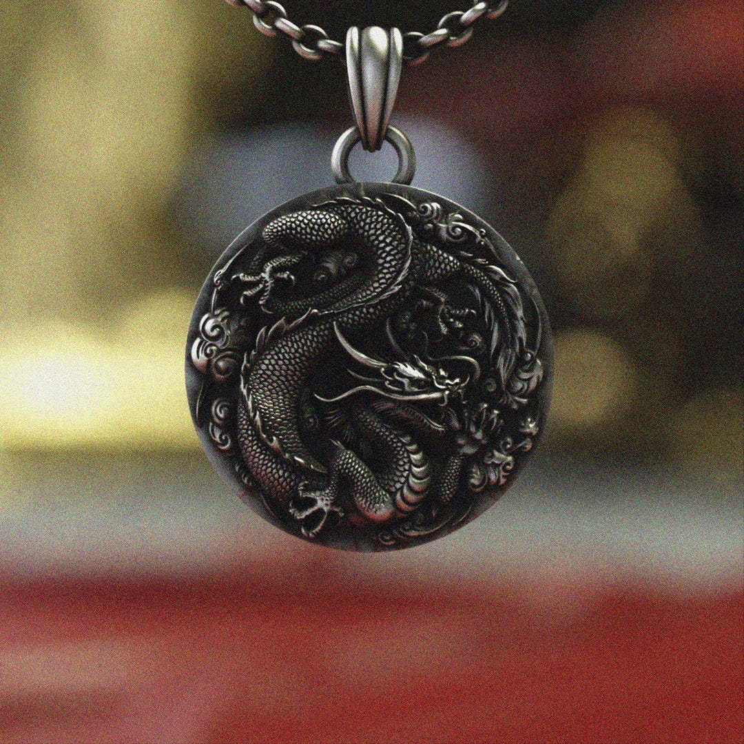 925 Silver Dragon Pendant Necklace | Sterling Silver Asian Dragon