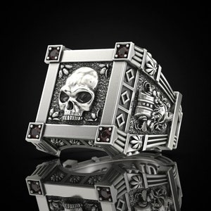 Skull Handmade Sterling Silver Men Biker Ring, Skull Gothic Signet Ring, Skull Punk Signet Ring, Skull Silver Men Jewelry, Best Friend Ring