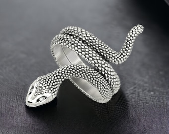 Snake Ring 925 Sterling Silver, Intricate Serpent Design for Men and Women, Handmade Gothic Jewelry, Unique Statement Piece, Perfect Gift
