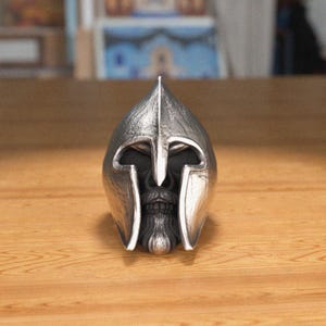 Spartan Helmet Leonidas Ring, Handcrafted 925 Sterling Silver, Ancient Warrior Design, Unisex Jewelry, Perfect Gift for History
