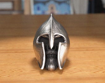 Spartan Helmet Leonidas Ring, Handcrafted 925 Sterling Silver, Ancient Warrior Design, Unisex Jewelry, Perfect Gift for History