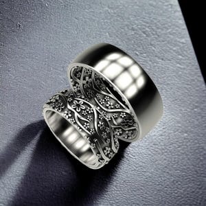 Wedding Ring Sakura 925 Sterling Silver, Elegant Cherry Blossom Design for Men and Women, Handmade Nature-Inspired Bridal Jewelry