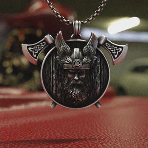 Viking Warrior Pendant Necklace | 925 Sterling Silver Norse Mythology Valknut Amulet | Odin&#39;s Symbol Axe Pendant | Men&#39;s Nordic Jewelry Gift