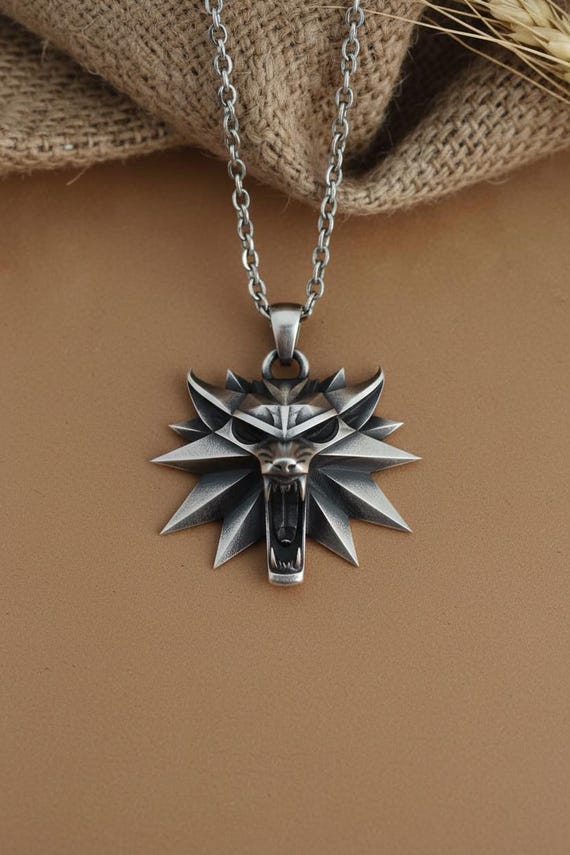 Wolf School Pendant Necklace 925 Sterling Silver, Handmade Witcher