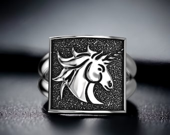 Unicorn Ring 925 Sterling Silver, Enchanting Fantasy Jewelry for Women and Girls, Handmade Magical Unicorn Design