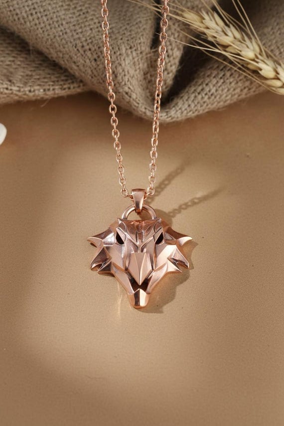 Griffin School Pendant Rose Gold Plated 925 Silver, Handmade