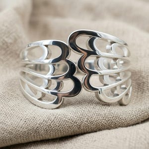 Embracing Angel Wing Ring, Rose Gold Plated 925 Sterling Silver Guardian Angel Statement Band, Handcrafted Fantasy Jewelry Polished Silver