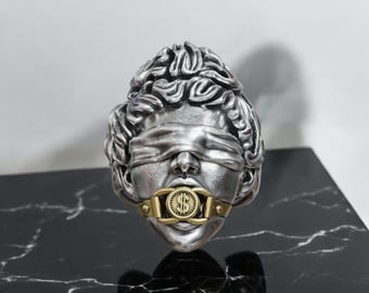 Vintage Style Aphrodite Goddess Ring, 925 Sterling Silver Greek Mythology Jewelry, Antique Inspired Statue Design, Unique Statement Ring