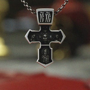 Orthodox Cross Pendant 925 Sterling Silver | Byzantine Cross Necklace | IC XC Religious Jewelry | Orthodox Christian Gift