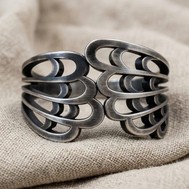 Embracing Angel Wing Ring, Rose Gold Plated 925 Sterling Silver Guardian Angel Statement Band, Handcrafted Fantasy Jewelry Oxidized Matte